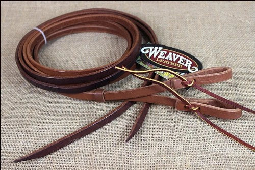 Weaver Leather Doubled & Stitched Hermann Oak Russet Harness Leather Reins with Latigo Liner - 1/2" x 8'