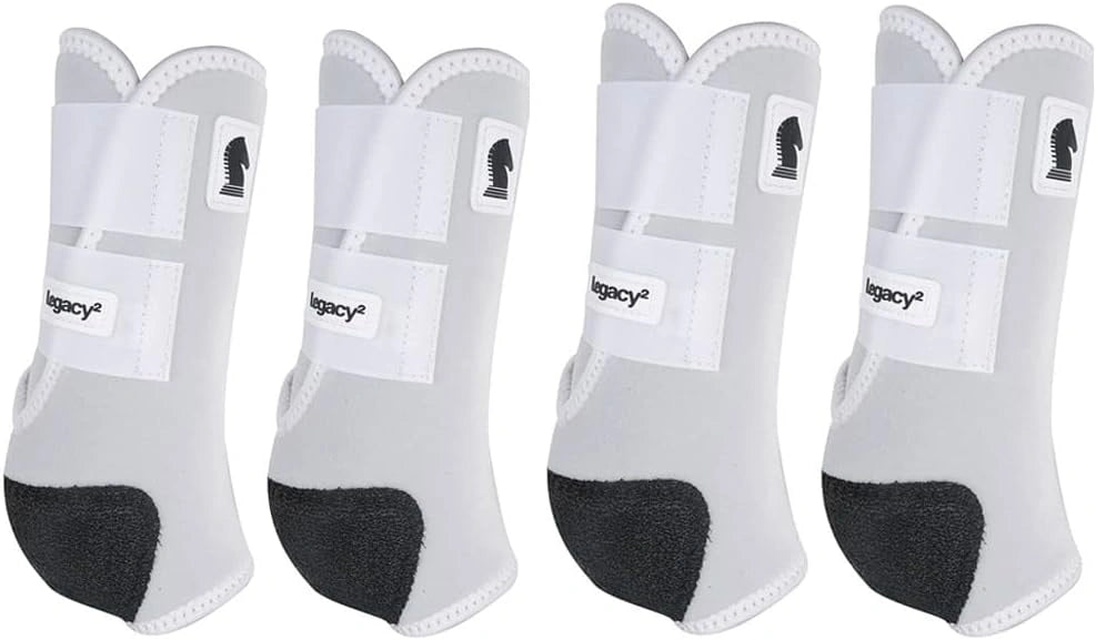 CLASSIC EQUINE Small Legacy2 Horse Front Hind Sports Boots 4 Pack White