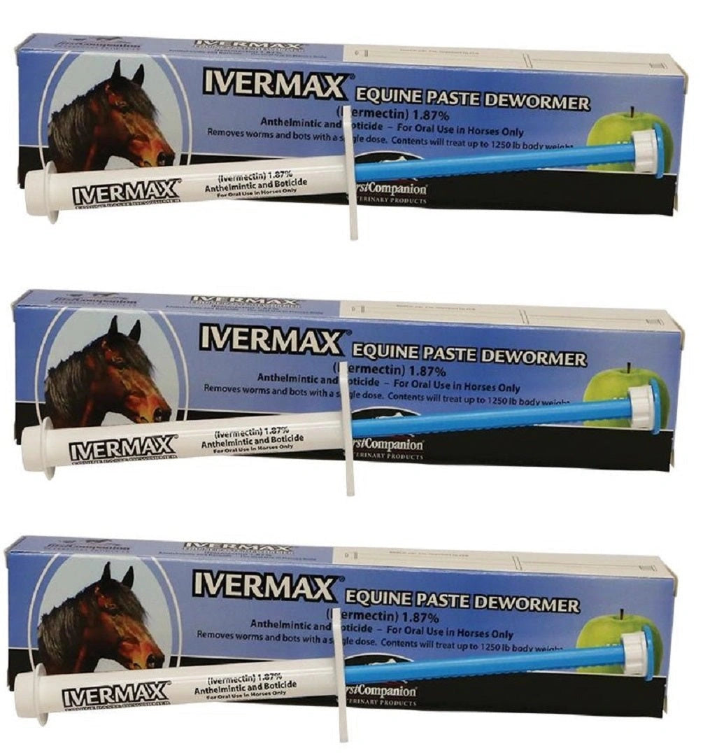 Ivermax Ivermectin 1.87% Paste Apple Flavored Wormer Bots Equine Parasites Horse - Hooves and Paws