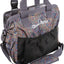 Backpack with floral pattern and visible brand logo on a white background