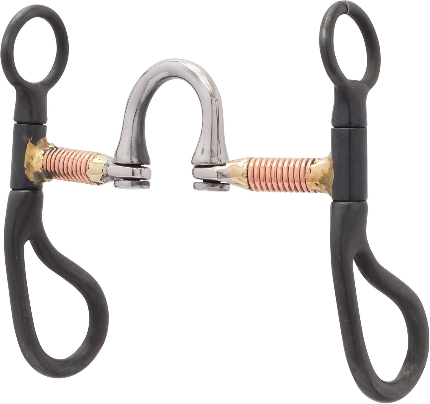 Weaver Leather All Purpose Horse Bit - 5" Copper Wire-Wrapped Correction Mouth, 6" Loose Cheeks, Black Steel