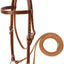 Weaver Leather Draft Horse Riding Bridle with Snaffle Bit & 7' Reins - 1" Sunset Harness Leather, 1400-1700 lbs