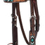 Weaver Leather Turquoise Diamond Beaded Headstall - Dark Oil