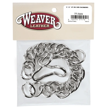 Weaver Leather 9.5" English Curb Chain & Hooks - Nickel-Plated Durable Horse Tack
