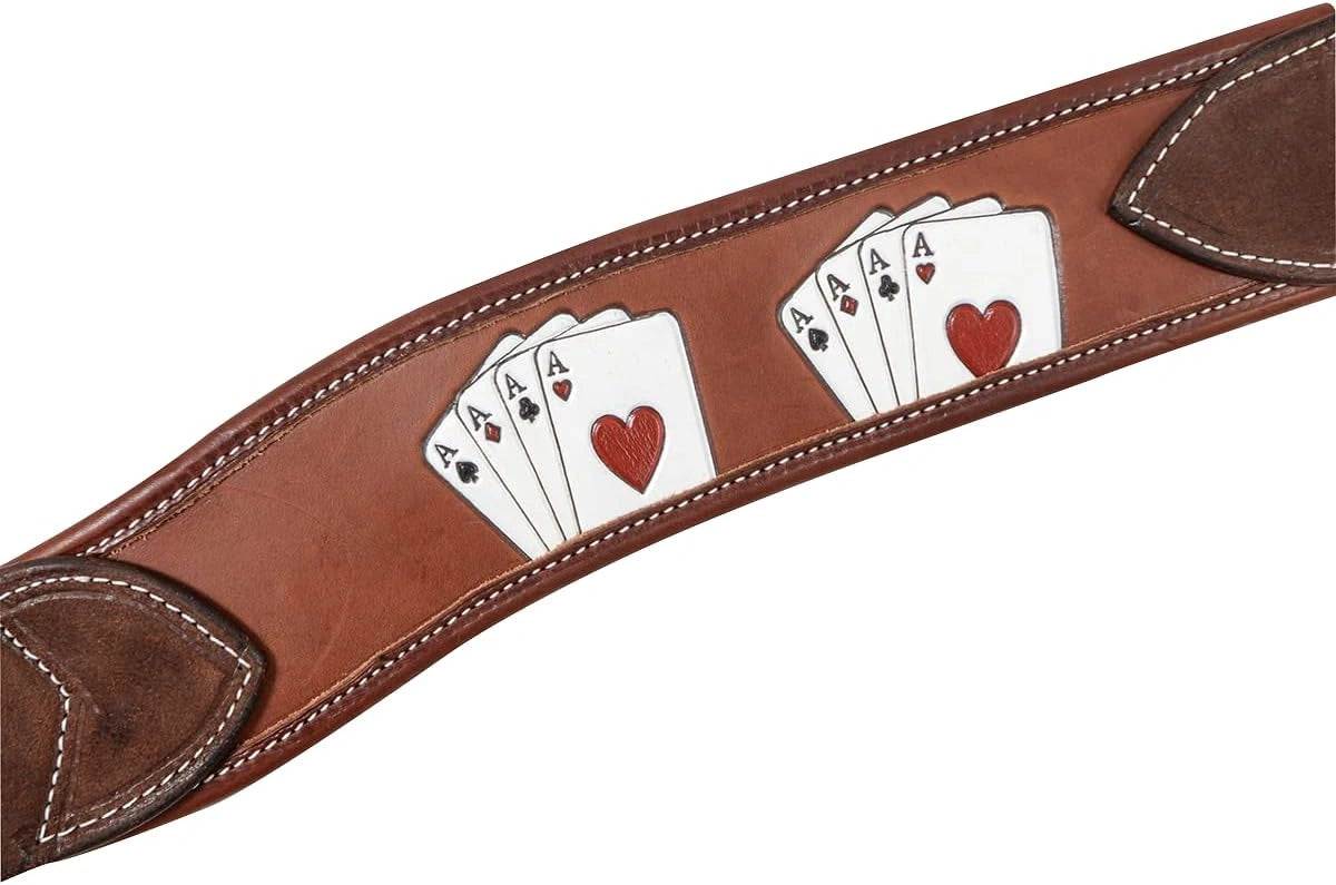 Martin Saddlery Card Suit Breast Collar - 2-3/4 inch Chocolate Skirting Leather Hand-Painted
