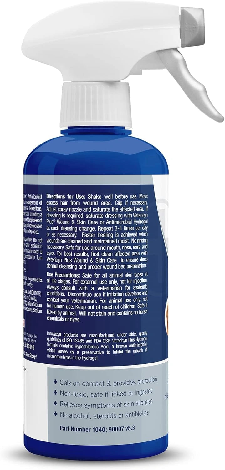Vetericyn Plus All Animal Wound Care Hydrogel Spray - Non-Toxic Healing Aid for Dogs, Cats, and Horses