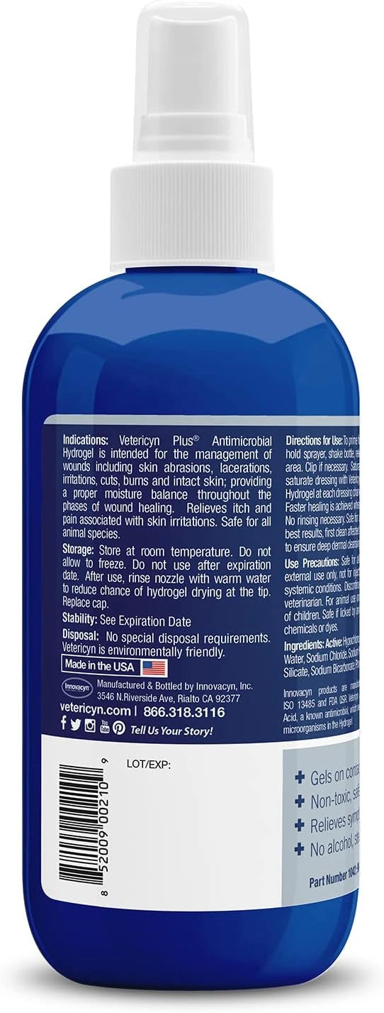 Vetericyn Plus All Animal Wound Care Hydrogel Spray - Non-Toxic Healing Aid for Dogs, Cats, and Horses