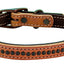 Weaver Leather Outlaw Dog Collar - Golden Brown Single-Ply Harness Leather with Black Dots & Wheat Stitching