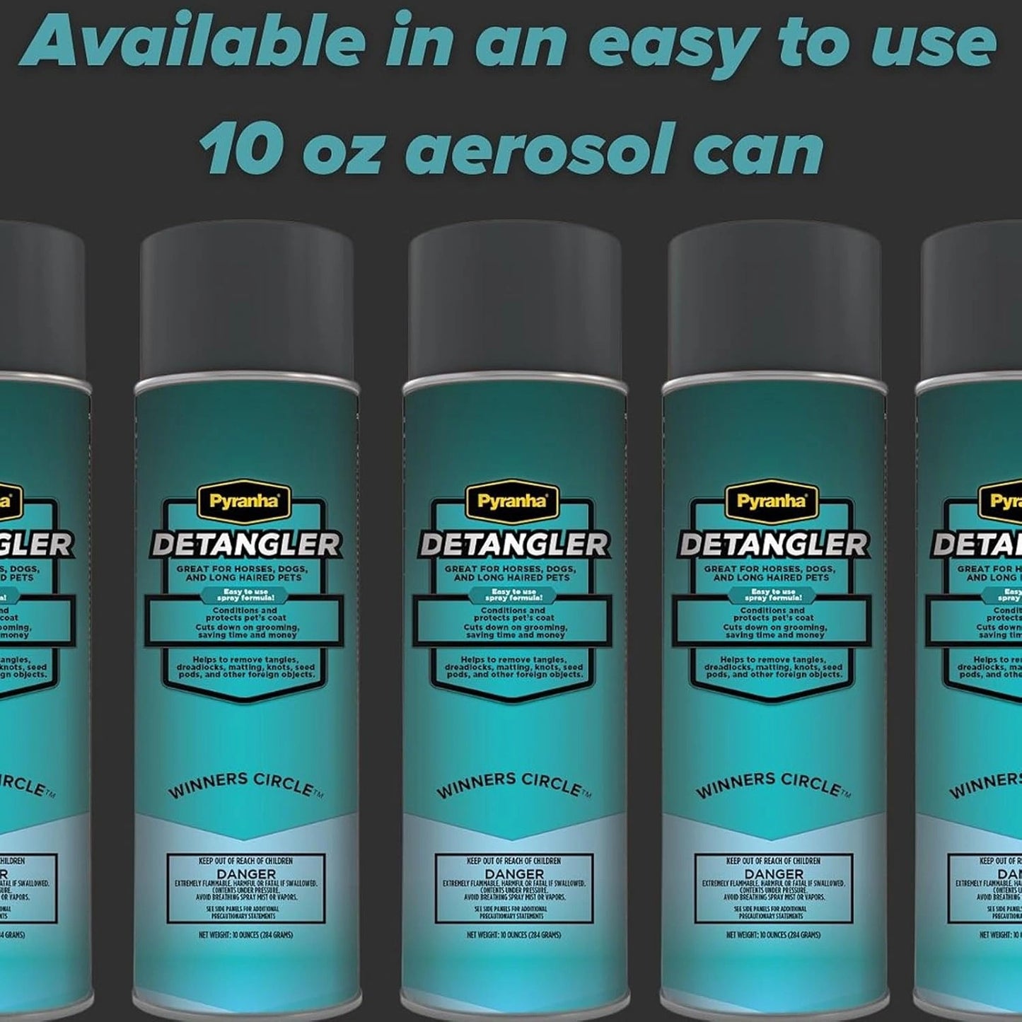 Pyranha Detangler Spray for Horses & Pets - Professional Conditioning & Shine - 10 oz Aerosol