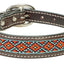 Weaver Leather Beaded Aztec Leather Dog Collar with Basketweave Tooling and Antique Copper Spots - 3/4" x 13"