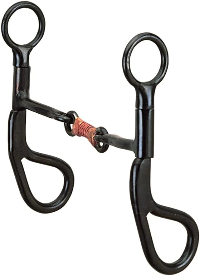 Weaver Leather All Purpose 3-Piece Snaffle Bit - 5" Mouth, Black Steel with Copper Inlay & Wire Center, 6" Loose Cheeks