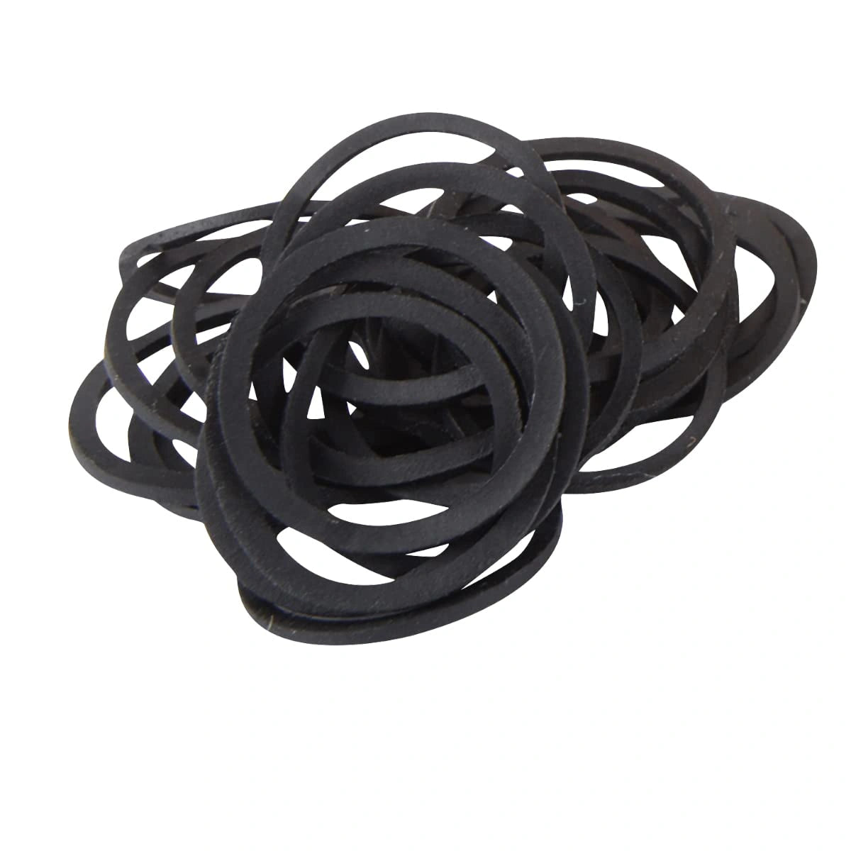 Black rubber bands on a white background