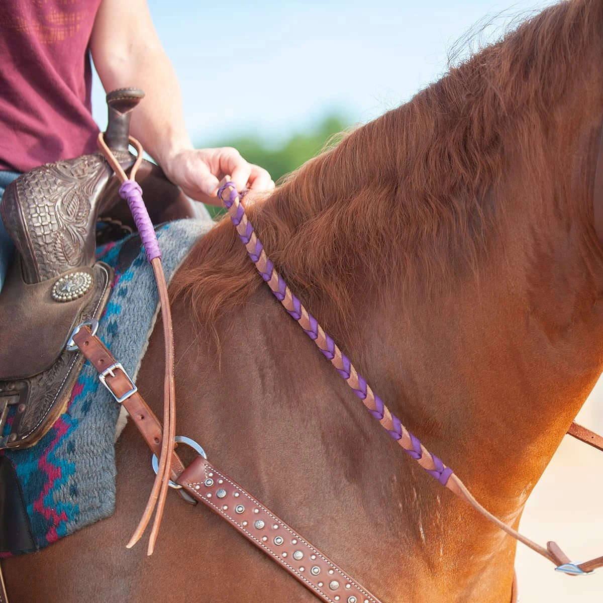 Martin Saddlery Harness Hand Quirt with Lace Accents Purple 26.5in (Sell out) - Hooves and Paws