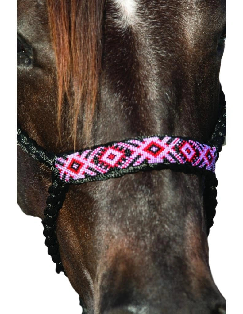 Professional's Choice Braided Rope Cowboy Halter with Lead - Comfortable Flat Nose Design