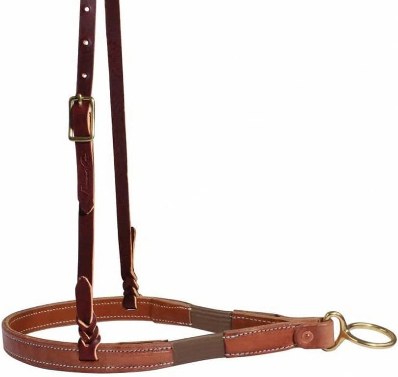 Professional's Choice Ultimate Tiedown Noseband - Hermann Oak Leather, Rubber Inserts & Brass Hardware