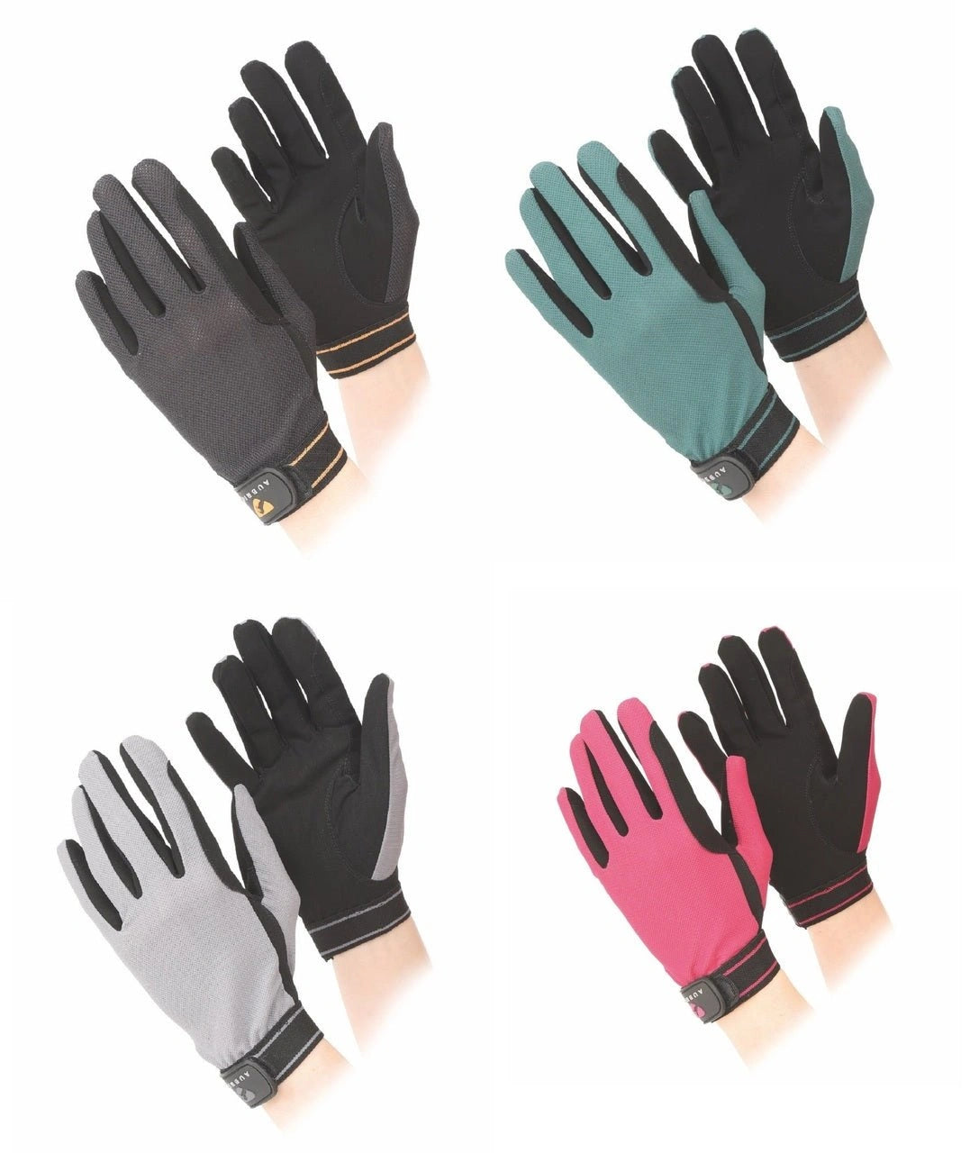 Shires Aubrion Mesh Riding Work Equine Horse Riding Non - Slip Gloves - Hooves and Paws