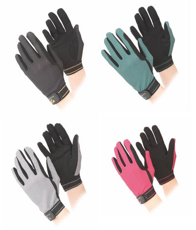 Shires Aubrion Mesh Riding Work Equine Horse Riding Non - Slip Gloves - Hooves and Paws