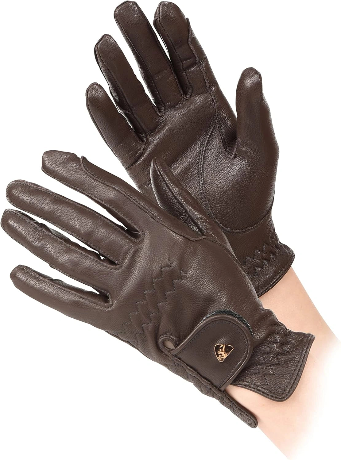 Shires Equestrian Aubrion Estade Premium Leather Riding Gloves - Childs 1075 - Hooves and Paws