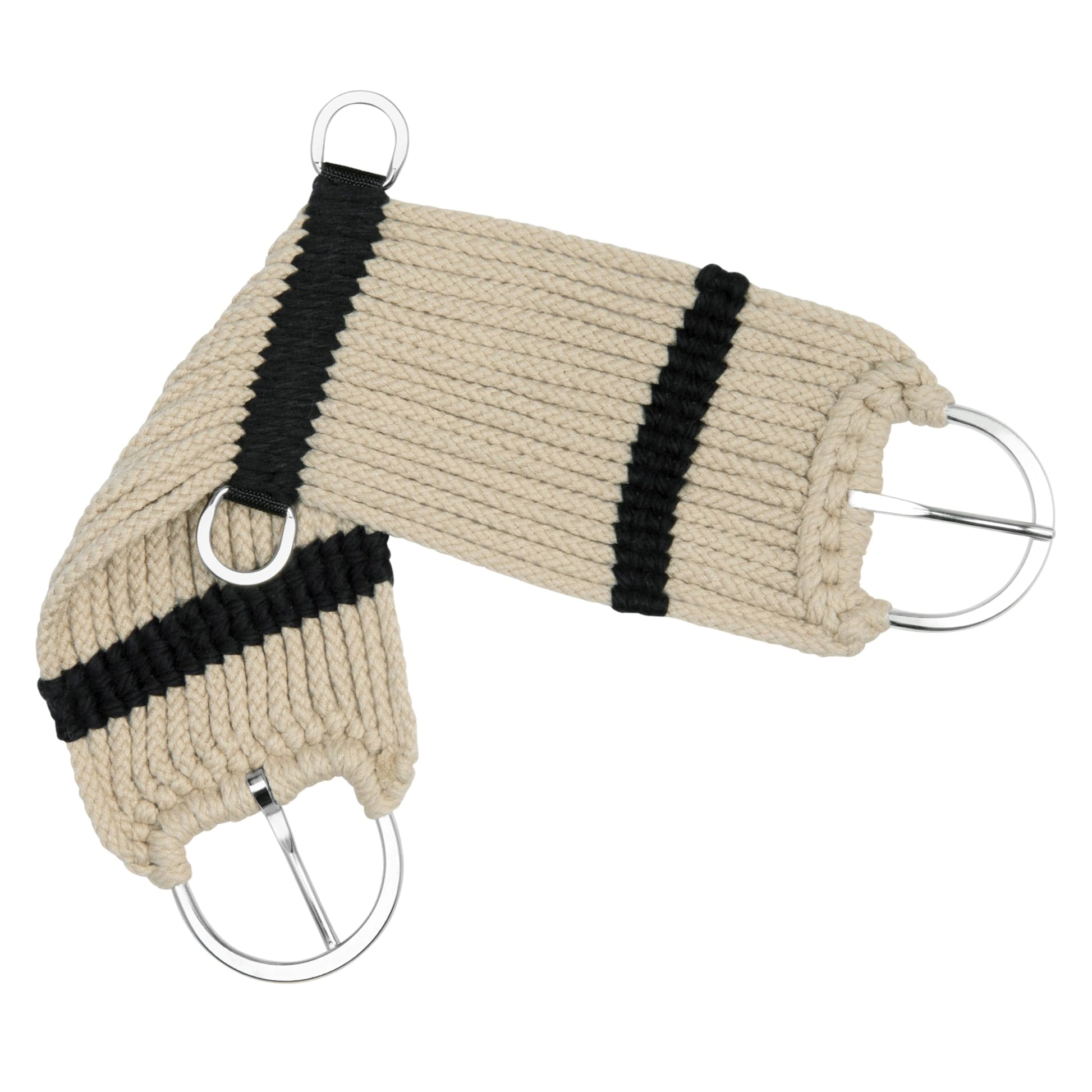 Weaver Equine Rayon 17 Strand Horse Cinch, Anti - Slip Saddle Cinch Girth with Flat Buckle, Western Horse Riding Supplies, ‎Tan/Black - Hooves and Paws