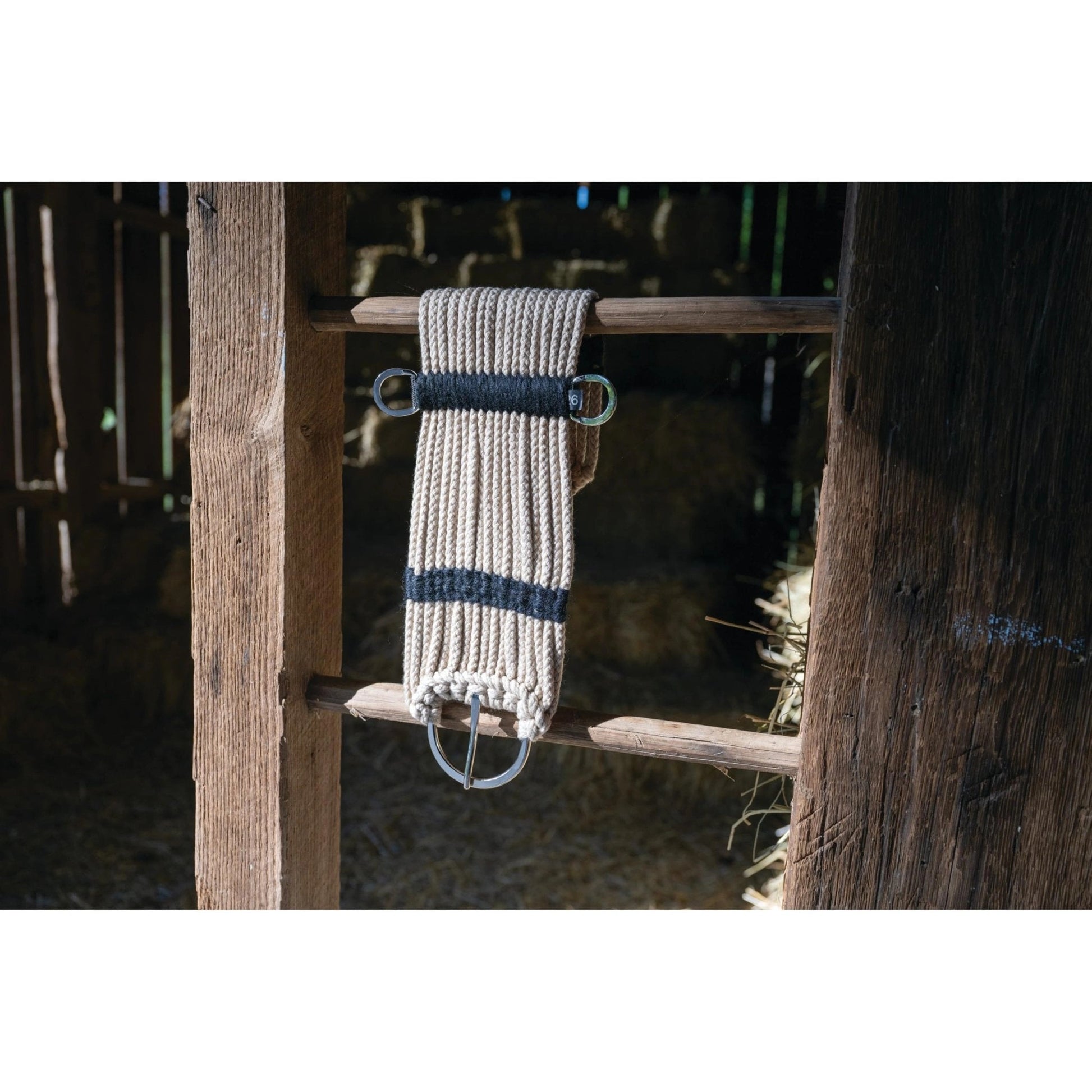 Weaver Equine Rayon 17 Strand Horse Cinch, Anti - Slip Saddle Cinch Girth with Flat Buckle, Western Horse Riding Supplies, ‎Tan/Black - Hooves and Paws