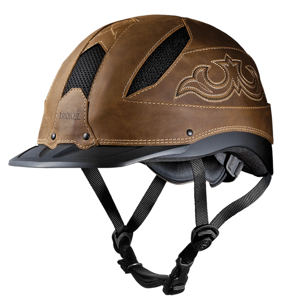 Troxel Low Profile Western Safety Riding Helmet Cheyenne - Brown - Hooves and Paws