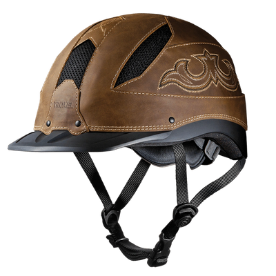 Troxel Low Profile Western Safety Riding Helmet Cheyenne - Brown - Hooves and Paws