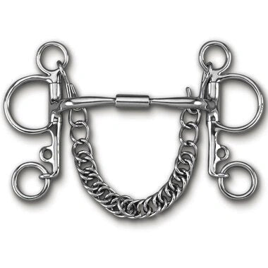 Myler Pelham With Stainless Steel Comfort Snaffle Wide Barrel English Bit 5 Inch Mouth Copper Inlay Mb 02 - Hooves and Paws