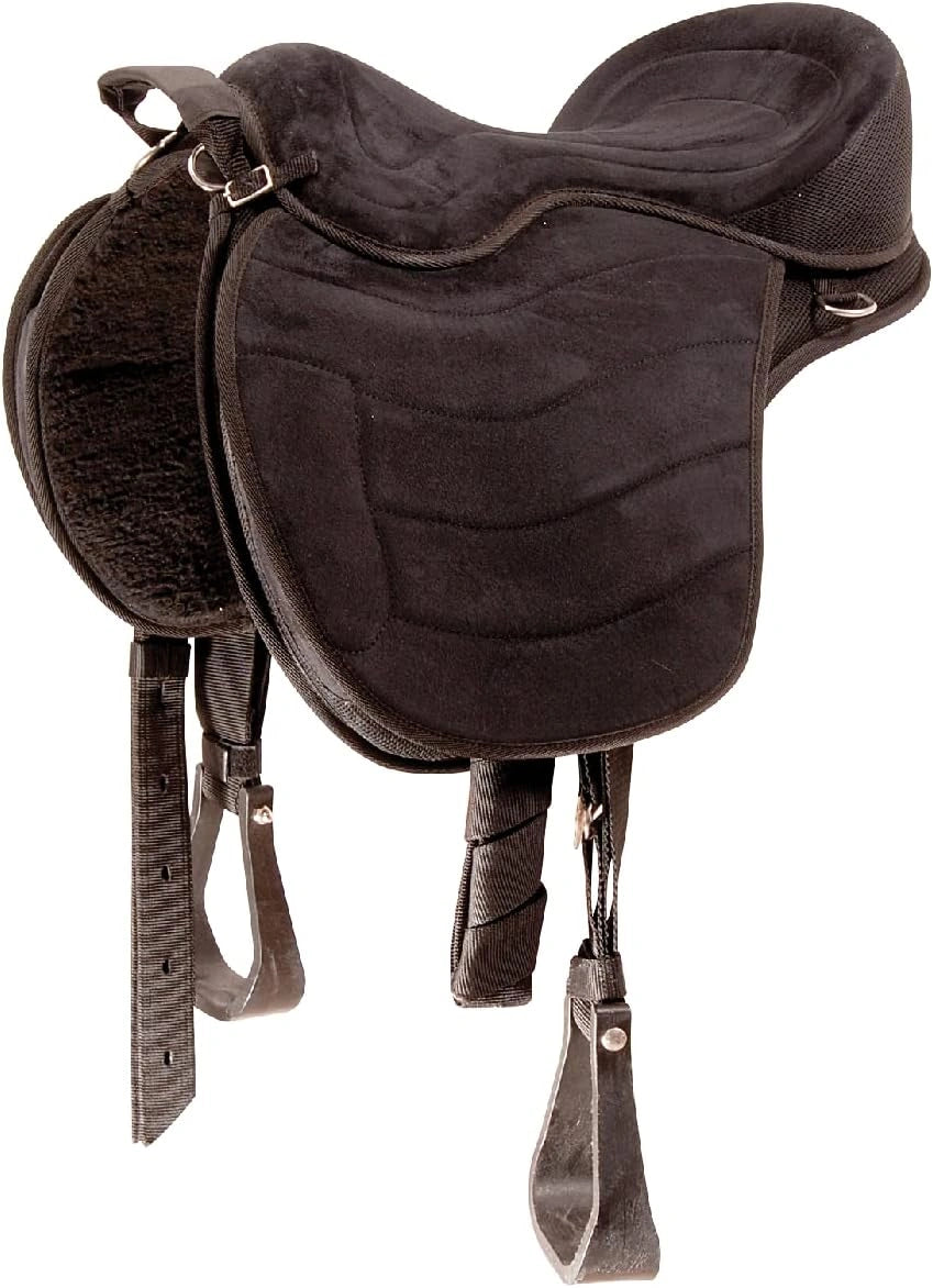 Brown leather saddle on a white background