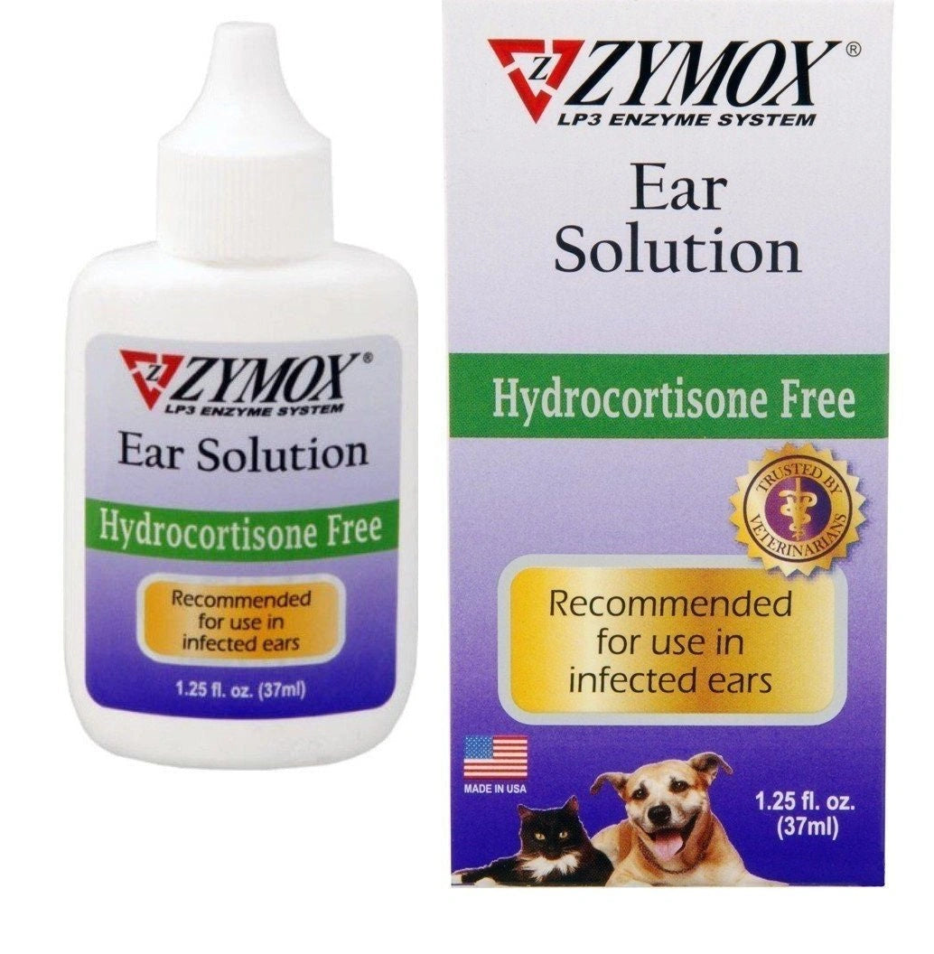 Zymox Otic Dog Pet Ear Treatment Hydrocortisone Free 1.25 oz - Hooves and Paws