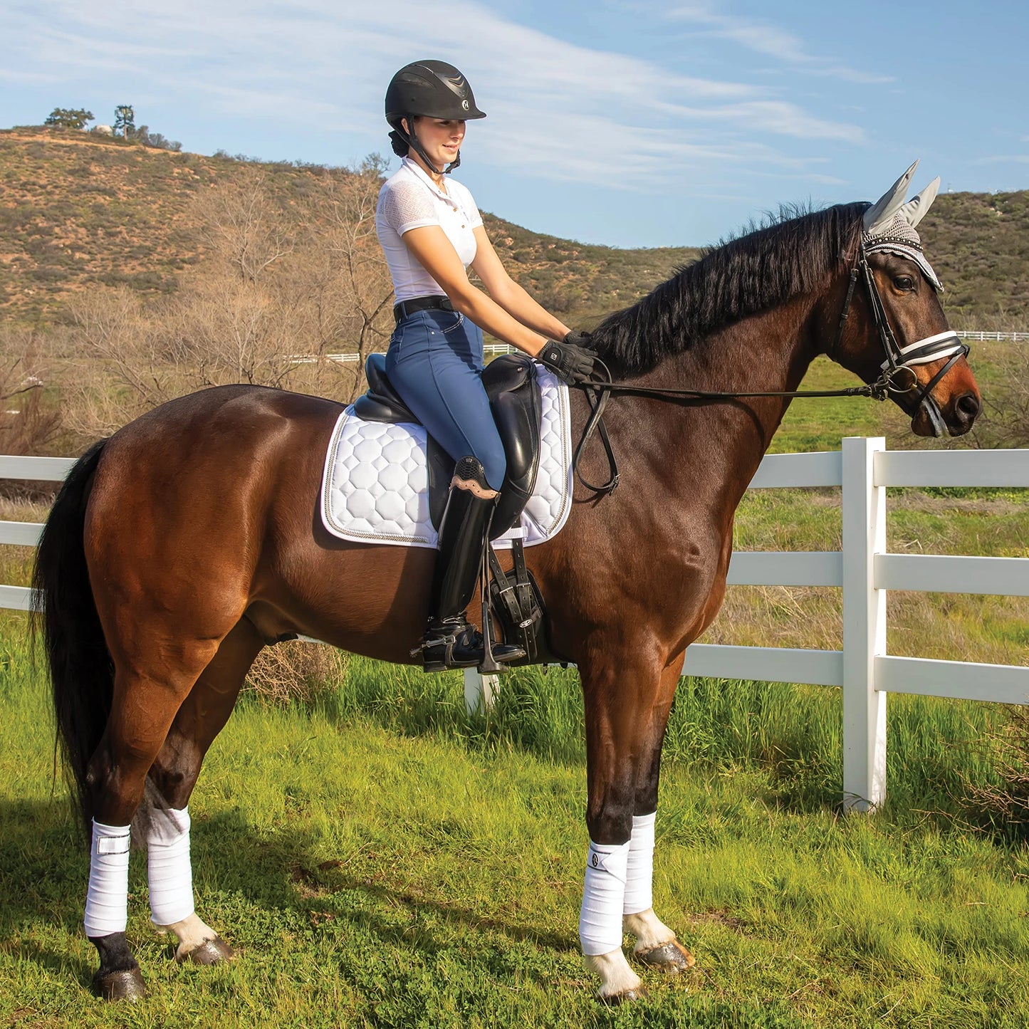 Professional's Choice Satin Polo Wraps - 280g Double-Sided Fleece Horse Leg Support, Set of 4