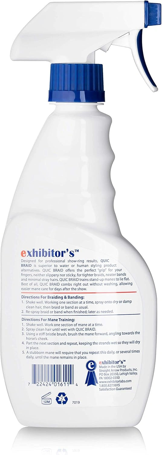 Exhibitor Quic Braid Mane and Tail Styling Spray for Braiding and Banding - 16 oz