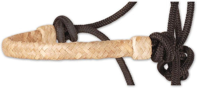 Bracelet with woven design and braided ends on a white background