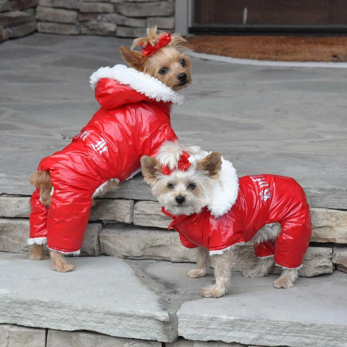 Doggie Design Lined Water Repellent Red Ruffin It Snow Suit Warm Outdoor Jacket - Hooves and Paws