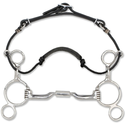 Myler 2 - Ring Combination Bit - 4 3/4" Shank With Sweet Iron Low Port Comfort Snaffle 4 3/4 Inch Mouth Copper Inlay Mb 04 - Hooves and Paws