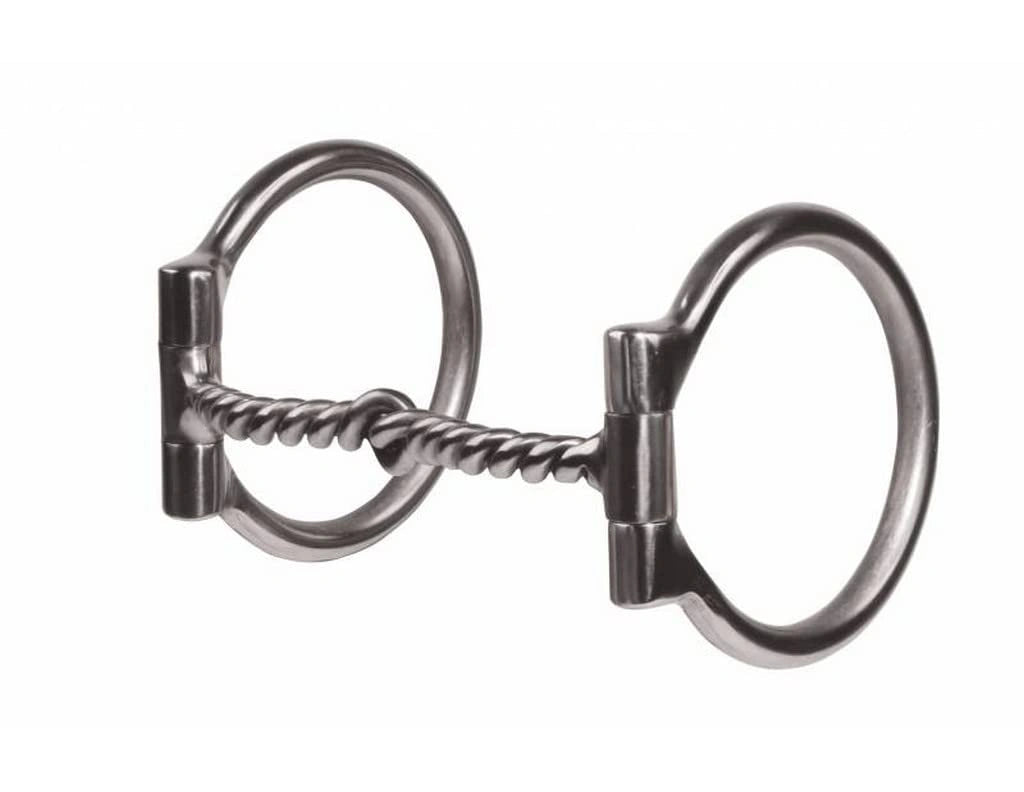 Professional's Choice Equisential Twisted Wire D-Ring Snaffle Bit - 5.25" Mouth, Sweet Iron with Copper Inlays