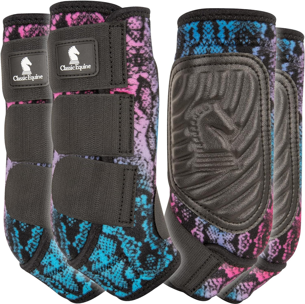 Copy of Classic Equine Classic Fit Poison Horse Medicine SMB Sport Boots 4 Pack Front and Hinds