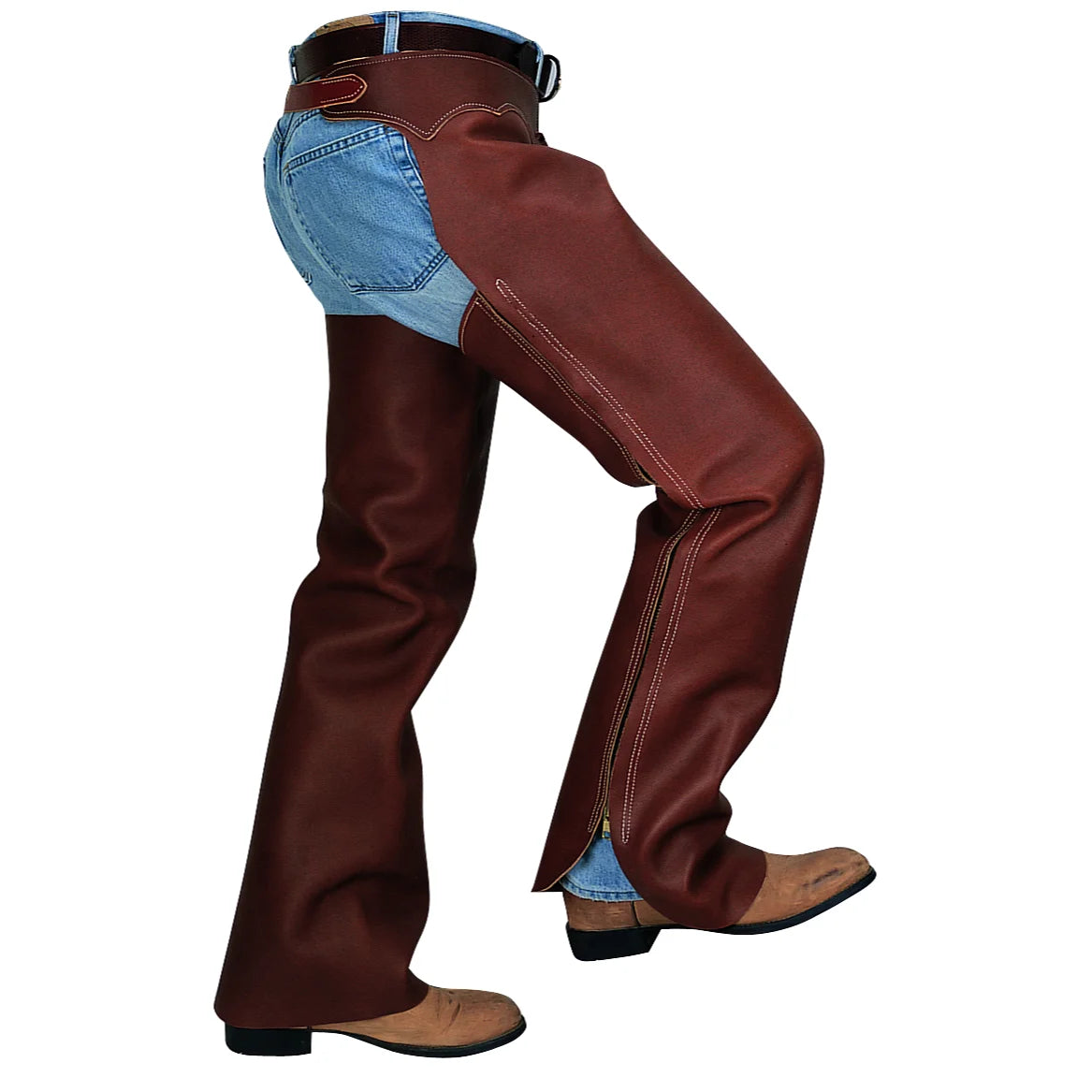 Weaver Premium Full Grain Leather Shotgun Western Riding Chaps with Fringe - Large