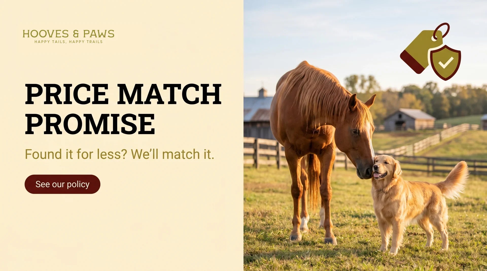 Hooves & Paws Price Match Promise banner desktop