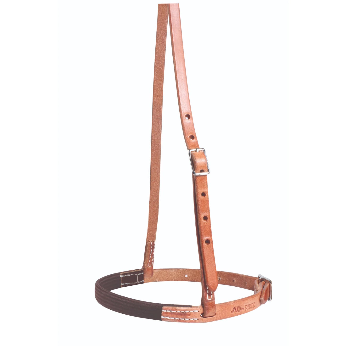 Pro Choice Ultimate Caveson for enhanced horse training control, crafted from premium light brown leather with decorative white stitching. This adjustable noseband features a comfortable dark brown padded nose section and durable silver-tone buckles for a customized fit. Ideal for equestrian training, this high-quality leather tack combines professional-grade performance with classic style, ensuring both horse comfort and rider precision.