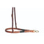 Pro Choice Ultimate Tiedown Noseband featuring a black solid center on tan leather. This premium western horse tack shows white contrast stitching, a brass attachment ring, and an adjustable crown strap with a gold-tone buckle. Perfect for equestrian training and providing comfortable horse control, this durable leather noseband is essential for western riders looking for quality performance gear.