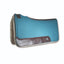 Professional's Choice 100% Wool Felt Contoured Saddle Pad in vibrant teal. This high-performance western saddle pad features durable dark brown leather wear leathers and a plush white wool lining for maximum pressure relief and comfort. Its anatomical design ensures a secure fit, making it perfect for ranch work, trail riding, or competition. A premium equestrian accessory combining style with superior shock absorption for your horse's back.