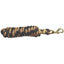 Professional's Choice 10ft Poly Lead Rope featuring a durable black and tan braided pattern. This high-quality equestrian lead includes a heavy-duty brass snap bolt for secure attachment and easy handling. Designed for comfort and longevity, the thick braided poly rope provides a soft grip for horse training and daily use. A stylish and functional addition to any horse tack collection, perfect for the stable, trailer, or show ring.