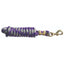 Professional's Choice 10ft poly lead rope in a vibrant purple and grey braided design. This durable horse lead features a heavy-duty brass bolt snap for secure attachment and long-lasting performance. A comfortable and strong equestrian essential perfect for horse training, grooming, and everyday handling.