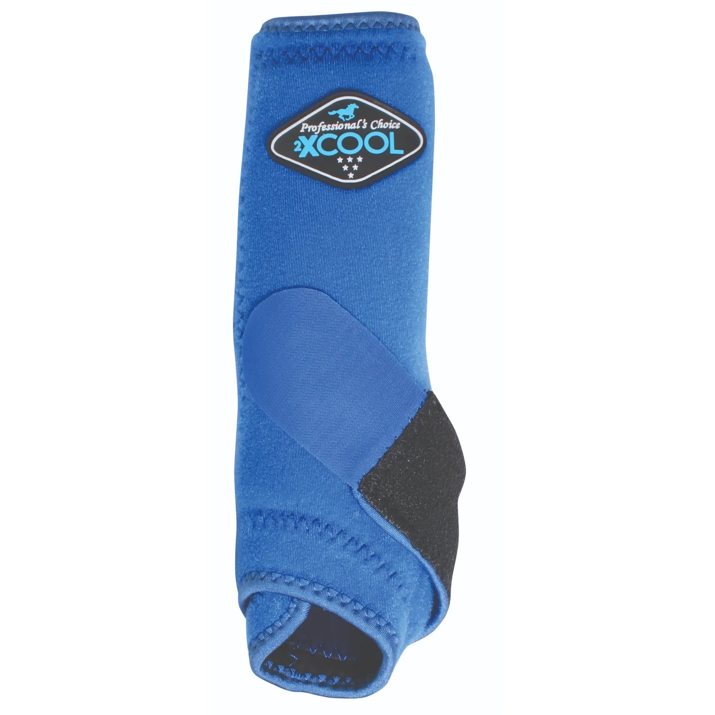 Professional's Choice 2XCOOL sports medicine horse boot in vibrant electric blue. This high-performance equine leg support features advanced cooling technology, a breathable liner, and a black ergonomic fetlock cradle for maximum protection. The sleek blue design includes the signature 2XCOOL logo, making it a stylish and functional choice for cooling horse legs during intense training or recovery. Perfect for dressage, western riding, and jumping enthusiasts seeking superior leg care.