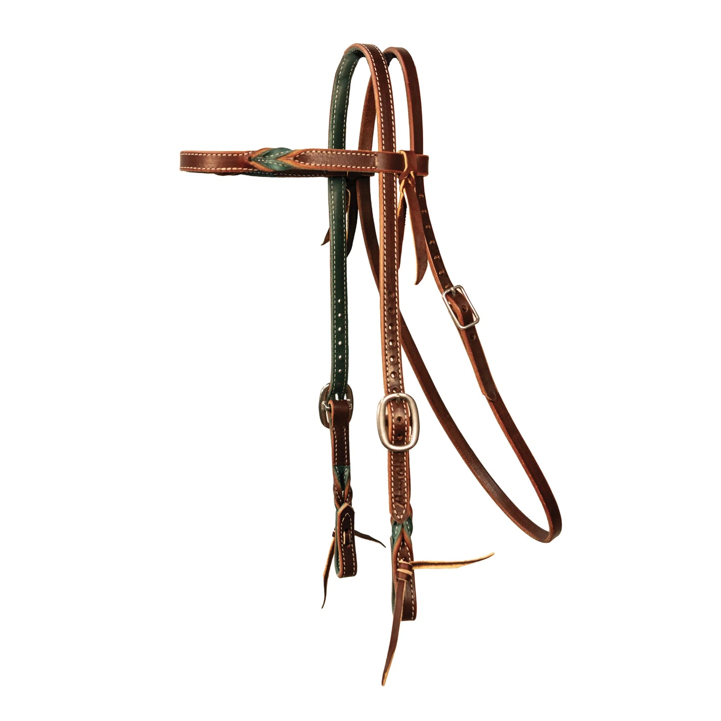 Professional's Choice 5/8" Twist Browband Headstall - Emerald & Burgundy