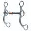 Professional's Choice Av Daisy Straight Roller (AVB-234) Western horse bit featuring polished stainless steel shanks with intricate floral daisy engravings and silver beaded accents. The straight bar mouthpiece is designed with a central copper roller to promote salivation and a soft mouth. This elegant curb bit offers a blend of style and performance, making it a stunning addition to any Western show headstall or daily riding equipment.