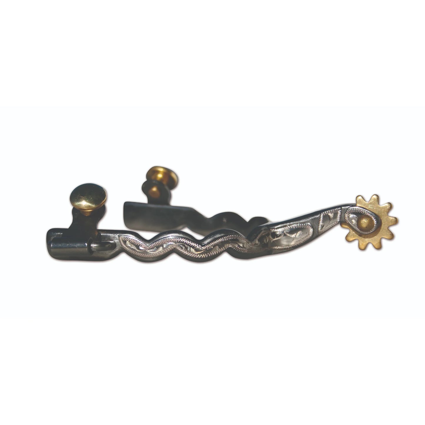 Professional's Choice Blued Steel Western Spurs with Silver Engraving - PC Blued Silver Spur
