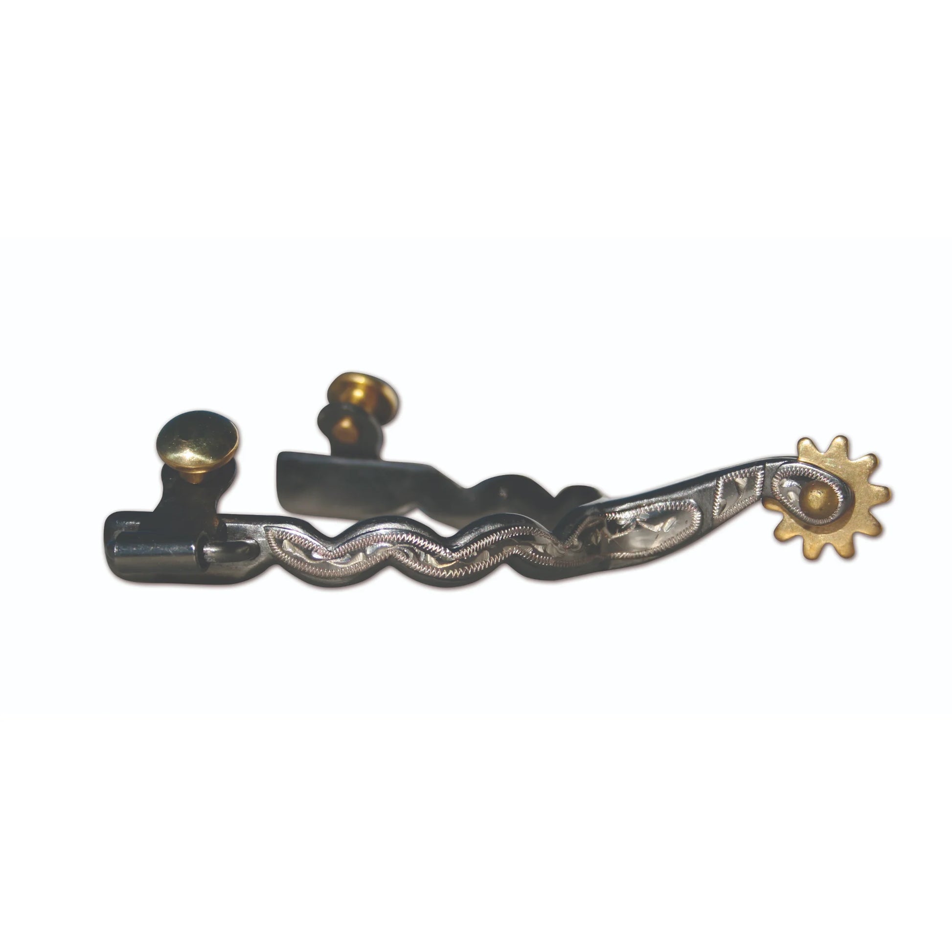 Professional's Choice Blued Steel Western Spurs with Silver Engraving - PC Blued Silver Spur