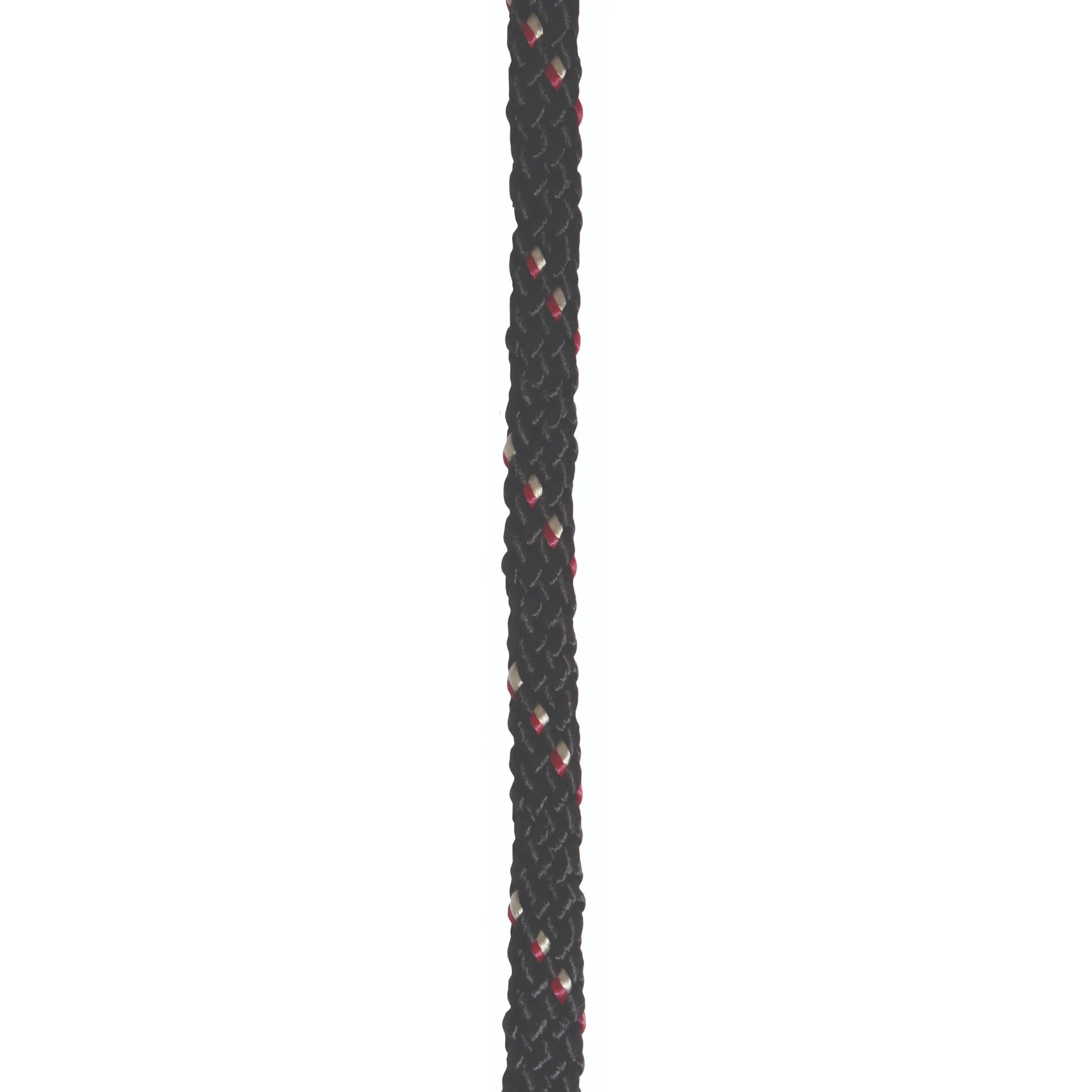 Professional's Choice black braided roping reins featuring vibrant red and white tracer flecks. These durable, high-quality western horse reins are designed for performance and training, offering a secure grip and long-lasting use. Ideal for roping, barrel racing, or everyday riding.