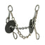 Professional's Choice Brittany Pozzi Gag Series Bit featuring a twisted wire chain mouthpiece and stainless steel gag shanks. This performance horse bit includes black rubber bit guards and an attached curb chain for enhanced flex and control. Designed for responsive communication, it’s a versatile tool for barrel racing and speed events. Durable silver-finish horse tack for professional training and competition.